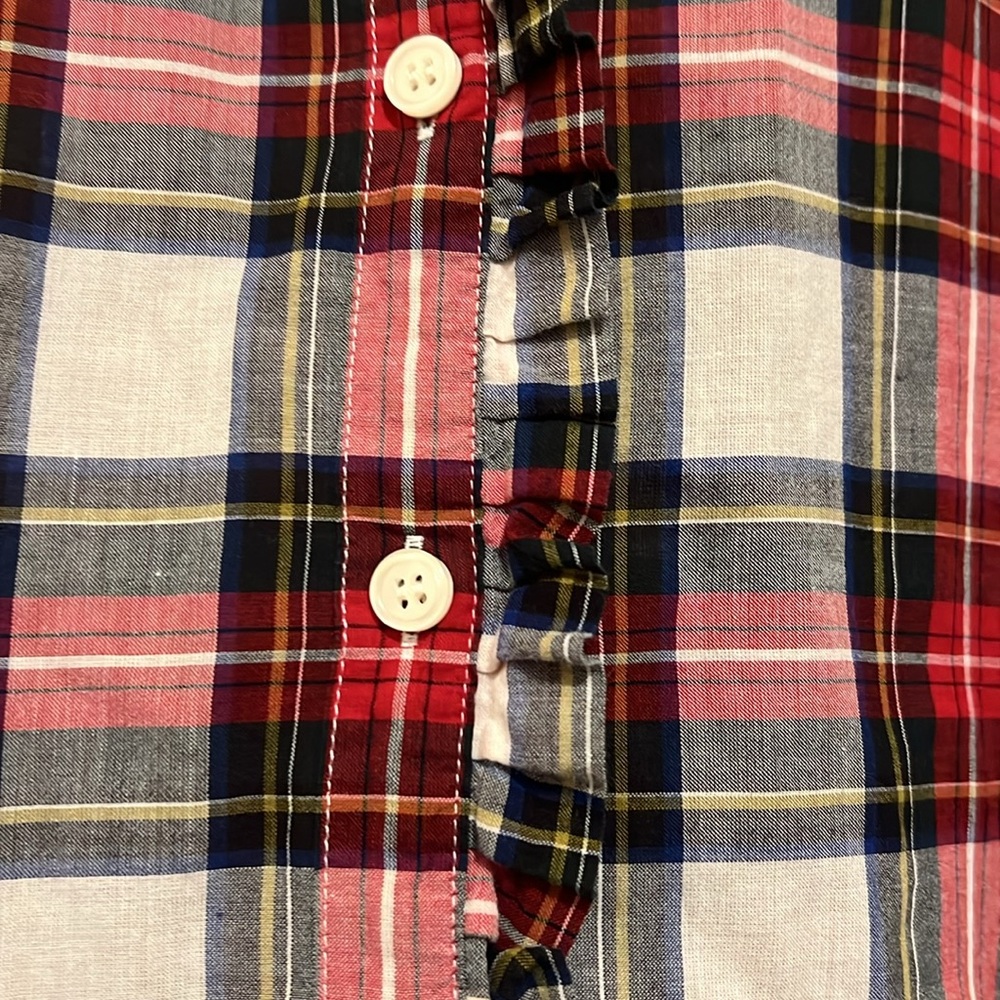 JCrew Plaid Ruffle Shirt - Picture 2 of 3